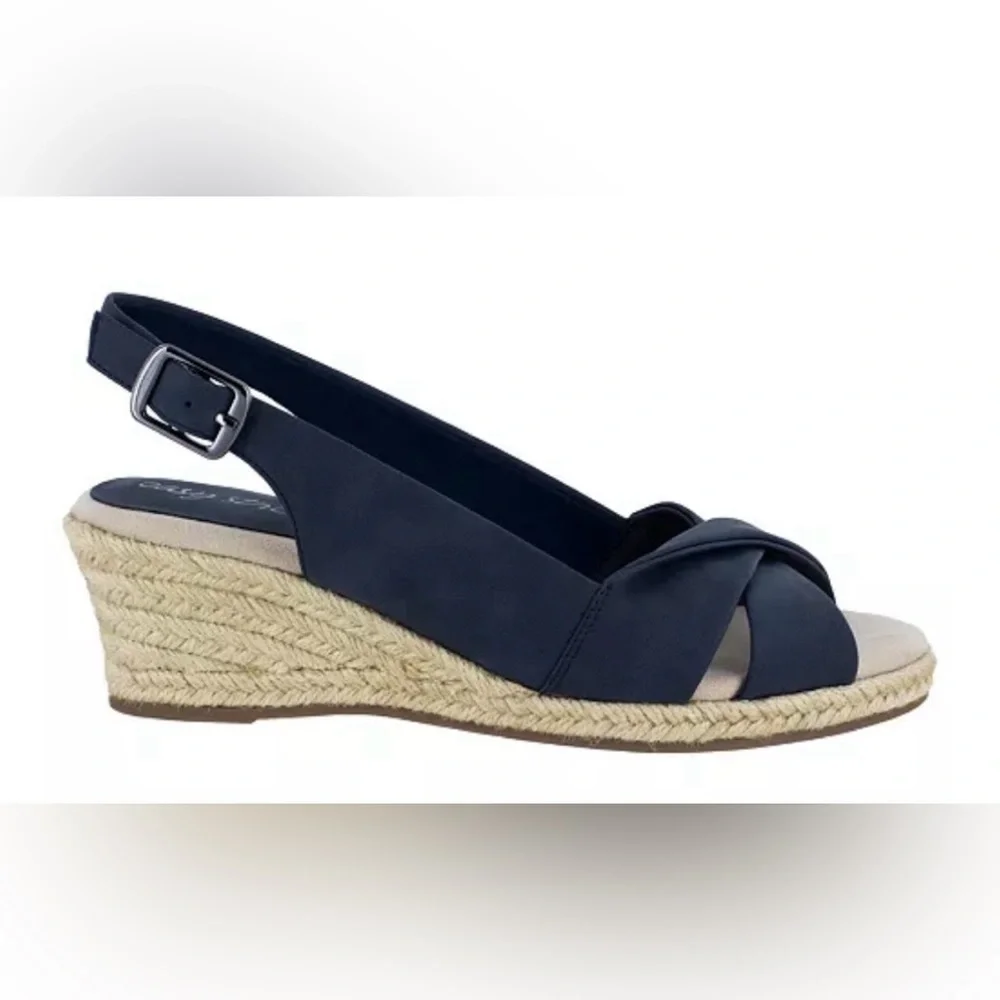Easy Street Women Maureen Navy Blue Sandal 7.5N New